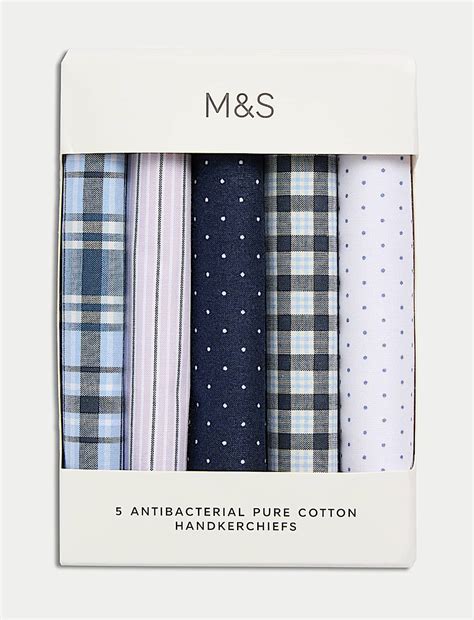 Buy 5 Pack Pure Cotton Patterned Handkerchiefs at Marks & Spencer
