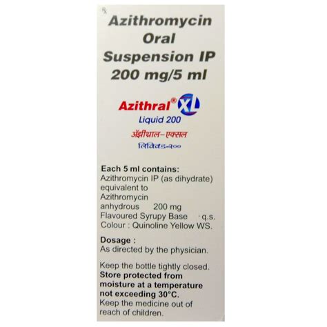 Azithral XL 200 Liquid 60 ml Price, Uses, Side Effects, Composition ...
