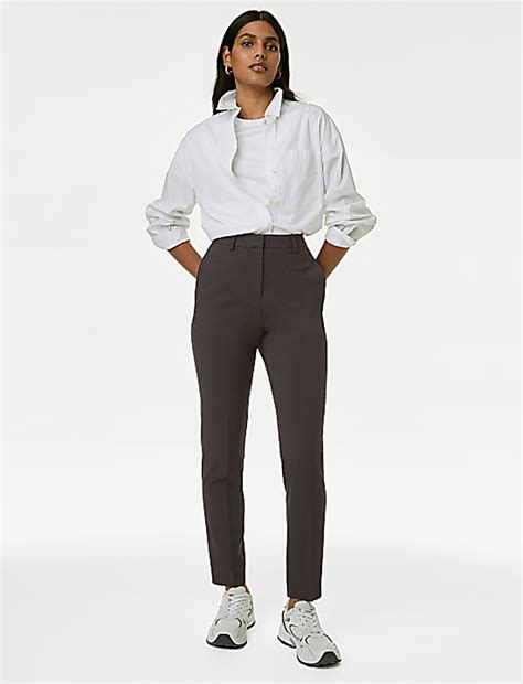 Buy Slim Fit Ankle Grazer Trousers with Stretch at Marks & Spencer