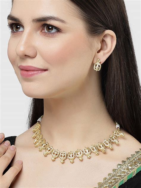 KARATCART Gold Plated Kundan Classics Gold Jewellery Set for Women