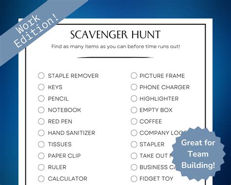 Office Party Game, Work Party Games, Team Building Game, Work Scavenger Hunt, Printable Office ...