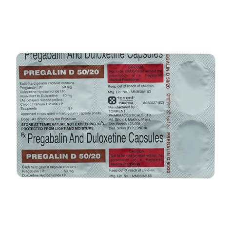 Pregaba-D 50/20 Capsule 10's Price, Uses, Side Effects, Composition ...