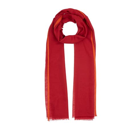 Red Bordered Modal Silk Scarf | Ipekevi