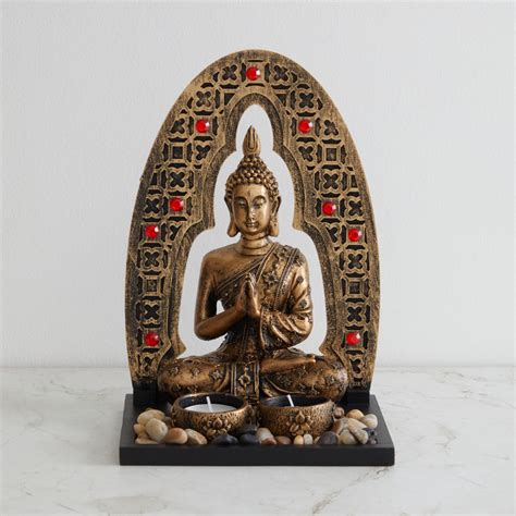 Buy Rennaisance Gold Polyresin Buddha Figurine T-Light Holder from Home ...