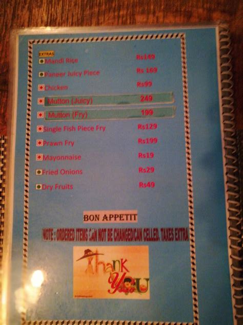 Menu at Majlis Darbar Arabian Cuisine Visakhapatnam, Visakhapatnam