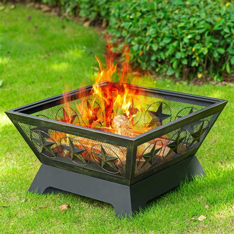 Amagabeli Fire Pit Outdoor Wood Burning 24in Firepit Firebowl Fireplace ...