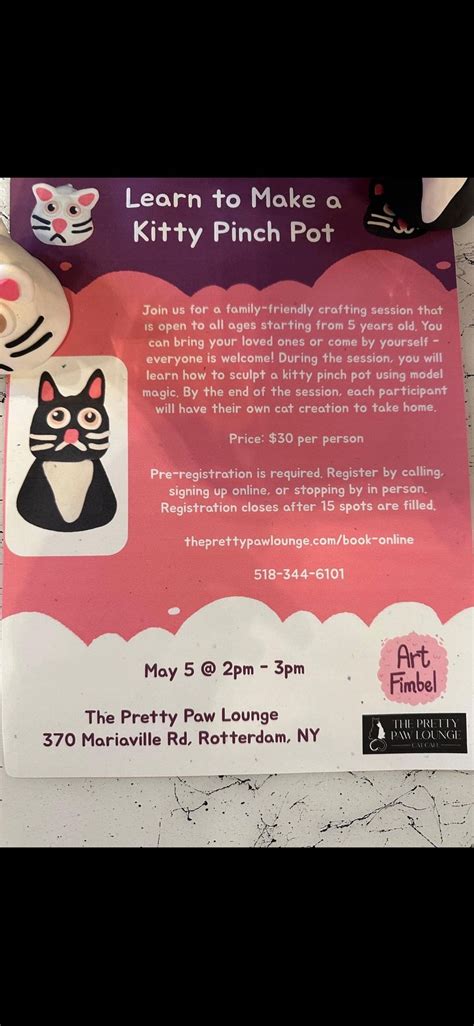 DIY Kitty Pinch Pot, 370 mariaville road, Schenectady, NY, Rotterdam, 5 ...