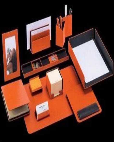 Nomad Orange Leather Office Desk Set – ANGIE HOMES