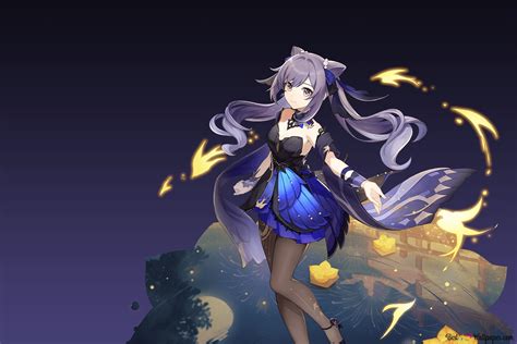 Hot Keqing black & blue dress | Genshin Impact 4K wallpaper download