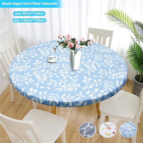 Jokapy Elastic Edged Vinyl Fitted Tablecloth Waterproof Flannel Backed ...