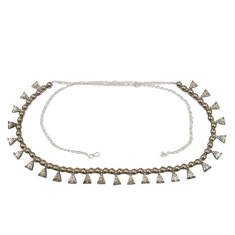 Buy Antique Oxidised White Metal Silver Plated Kamarband/Bellychain ...