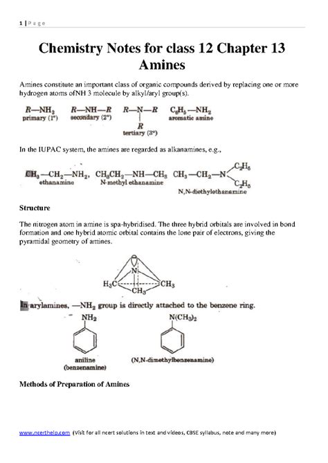 Chemistry Notes for class 12 Chapter 13 Amines - Chemistry Notes for ...