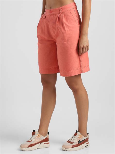 Women Coral Linen Blend Shorts – FYVA