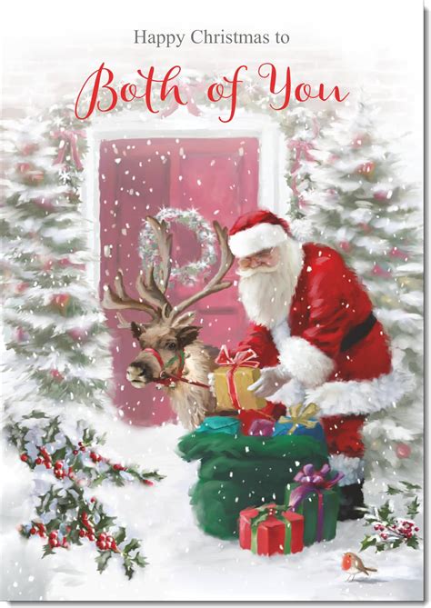 doodlecards To Both of You Christmas Card Santa with Parcels Medium ...