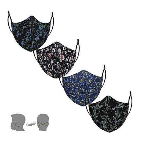 Cenwell 4 Pcs Pure Cotton Face Mask with Nose Pin, Melt Blown Layer ...