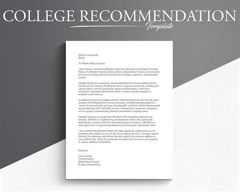 Buy College Recommendation Letter Template: Google Docs & Microsoft ...