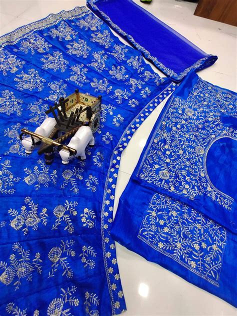 Blue Color Bangalori satin silk Embroidered work Lehenga – Ville Fashions