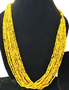 PortStone Coastal Yellow Beads Multi String Twisted Opera Necklace for ...