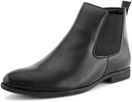 Buy FENTACIA Black Vegan Leather Formal Chelsea Boots for Men - 9 UK at ...