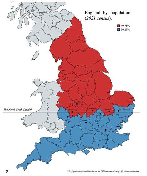 England's North/South Divide by population : r/unitedkingdom