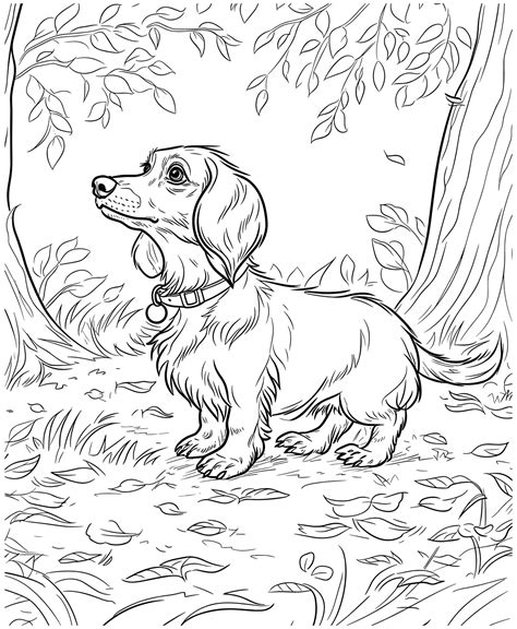 Premium Vector | Dachshund dog coloring page