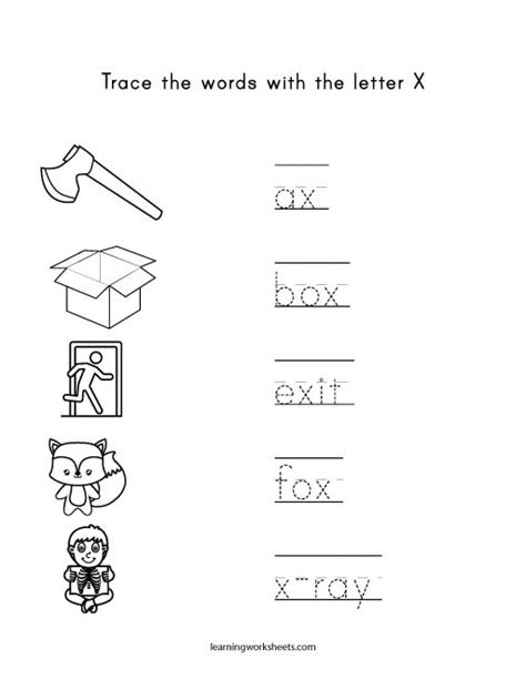Letter X Word Tracing - Letter Tracing Worksheets