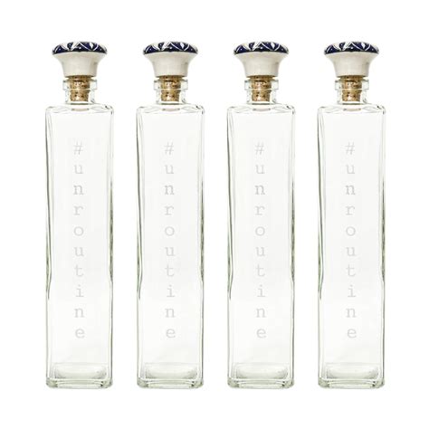 Ellementry unroutine square glass bottle with blue ceramic stopper| Cl ...