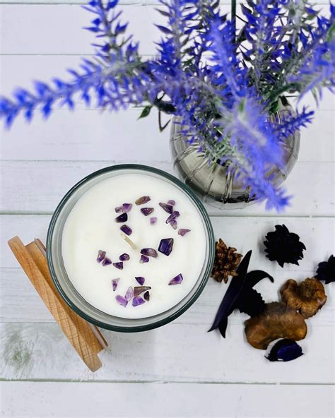 Harmonia LAVENDER Soy Wax Gemstone Candle - Amethyst Healing – Incense ...