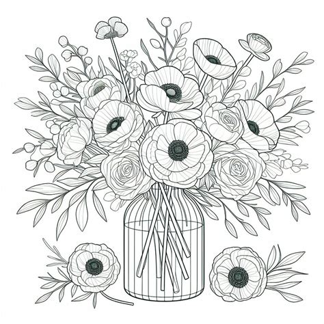 Flower Bouquet Coloring Pages - ColoringDraft.com