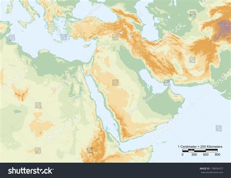 middle east map physical