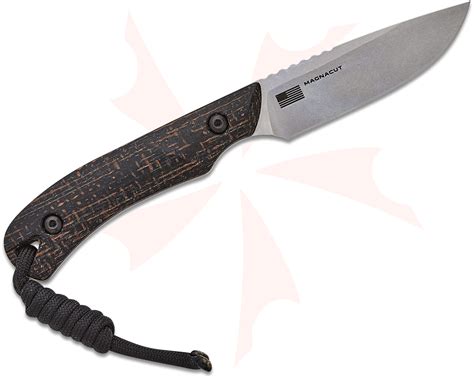 Smith & Sons Axiom Fixed Blade Knife 3" CPM-MagnaCut Stonewashed Drop Point, Black/Brown Burlap ...
