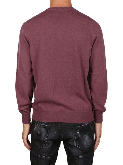 V necks Brunello Cucinelli - Contrasting trimmed burgundy cashmere ...