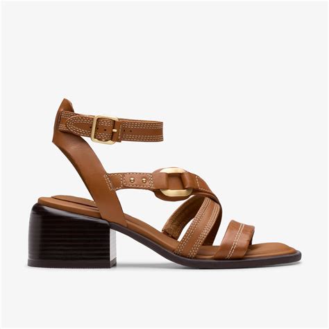Womens Morwyn Strap Tan Leather Heeled Sandals | Clarks