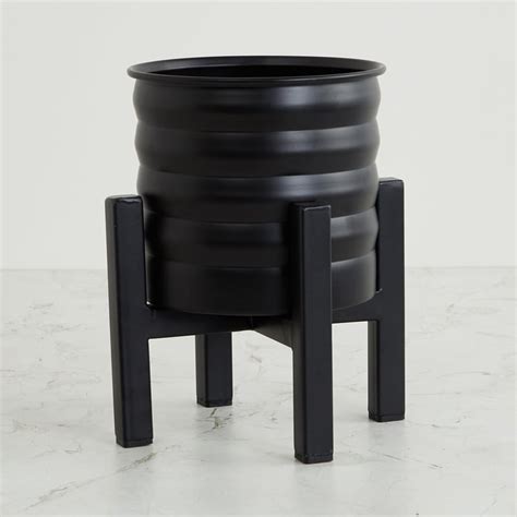 Buy Fiesta Black Textured Metal Planter with Stand from Home Centre at ...
