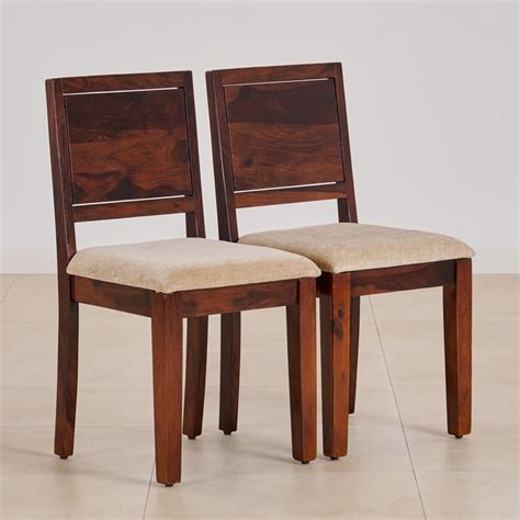 Buy (Refurbished) Keya Set of 2 Sheesham Wood Dining Chairs - Brown ...