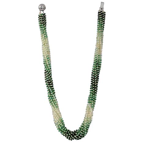 Garden of Pearls: Twisted Emerald and Pearl Necklace