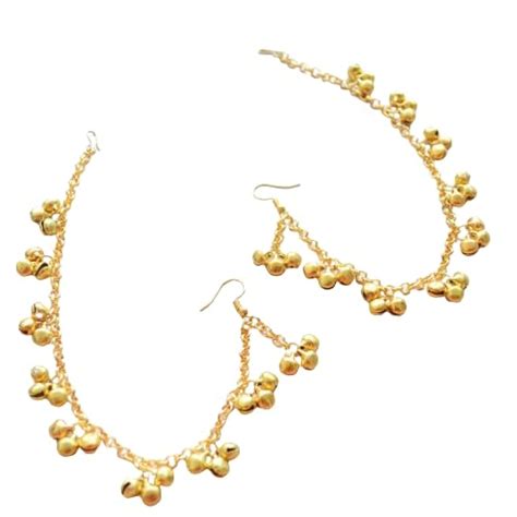 Pretty Ponytails Ghungroo Gold Earrings with Ear or Hair Chain Kaan ...