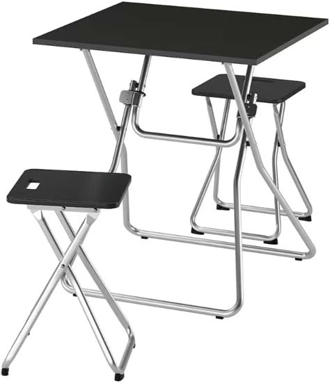 MARIAS KOMMERCE GUNDE/GUNDE Table and 2 stools, Folding Black/Folding ...