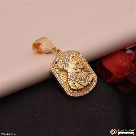Chhatrapatti Shivaji Maharaj With Diamond Gold Plated Pendant For Men ...