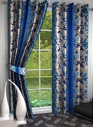Buy Home Luxurious Set of 4 Multi-color (Blue) Printed Eyelet Door ...