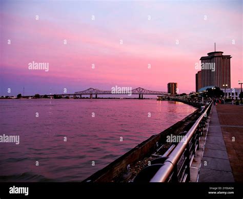 Mississippi River Walk Pink Sunset New Orleans Louisiana Travel City ...
