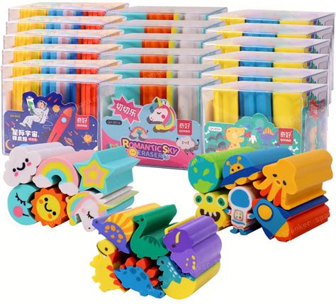 Toyshine Pack of 18 Unicorn, Astronaut and Dinosaur Erasers- 3D Erasers ...