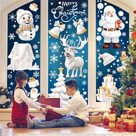 Buy 9 Sheets Christmas Window Stickers I Christmas Window Decorations ...