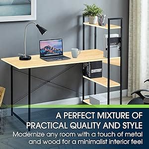 Kawachi Wooden Laptop Computer Desk Study Writing Table with 4 Tier ...