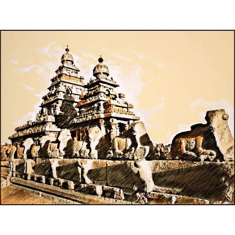 Mahabalipuram Chennai inner size 6x8 inch (outer Size with Mount 10x12 ...