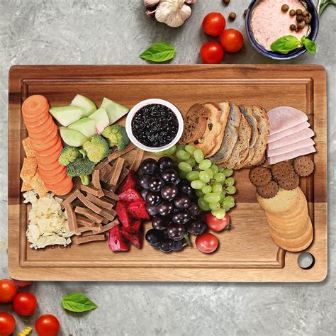 Buy Acacia Wood Cutting Board for Kitchen Wooden Charcuterie Boards ...
