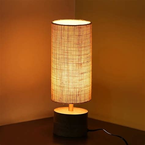 Buy ExclusiveLane 'Volta' Mango Wooden Table Lamp for Bedroom (14 Inch ...
