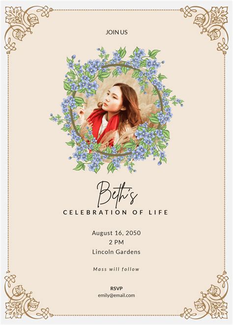 Celebration Of Life Printable Invitation