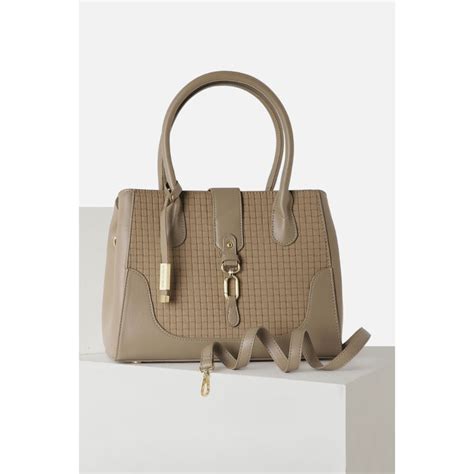 Buy Van Heusen Women Beige Textured Casual Handbag Online