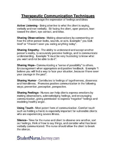 Therapeutic Communication Techniques in Nursing Care - Therapeutic ...